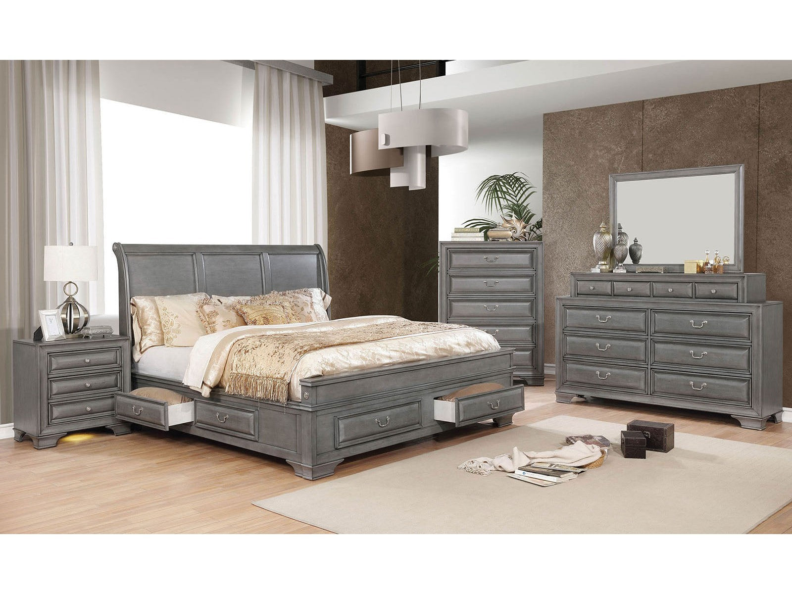 Katherine Gray 5 Pc. Queen Bedroom Set w/ 2NS - Ornate Home