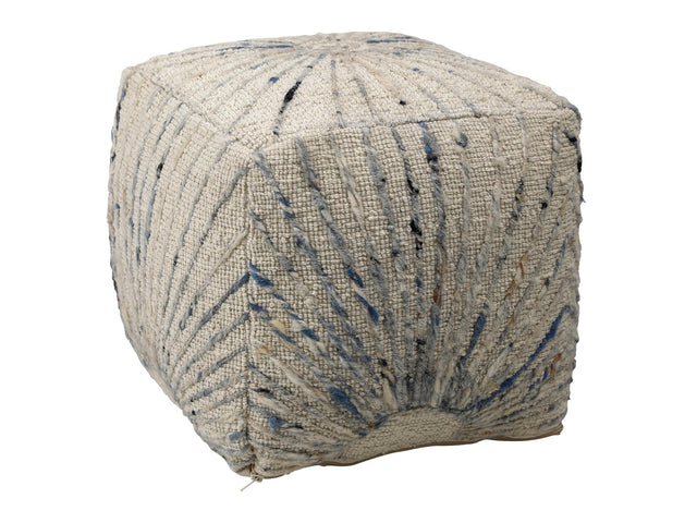Kathleen Ivory/Blue Pouf - Ornate Home