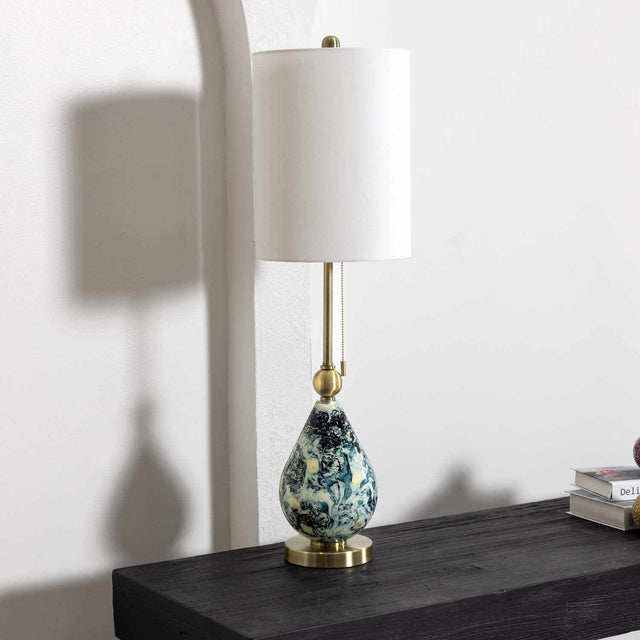 Katipunan Aqua Gold Metallic Brass Table Lamp - Ornate Home