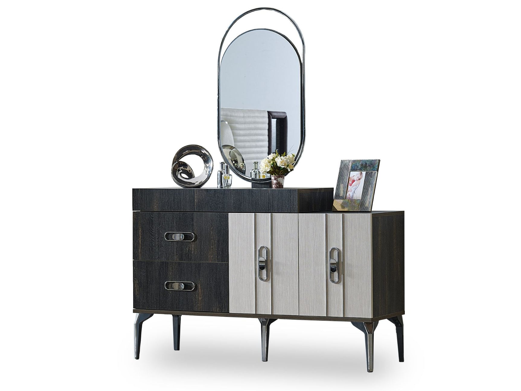 Nero Cream/Gray Dresser With Mirror