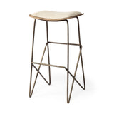 Katniss Cream/Gold Fabric Seat Metal Frame Bar Stool - Ornate Home