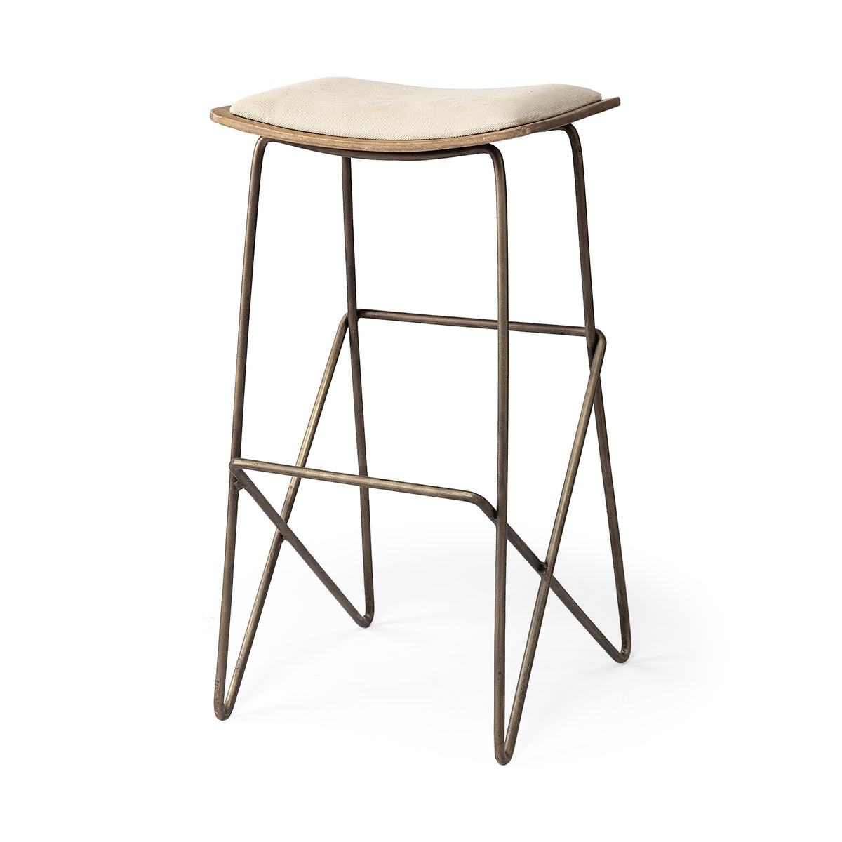Katniss Cream/Gold Fabric Seat Metal Frame Bar Stool - Ornate Home
