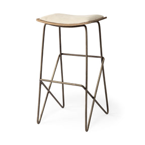 Katniss Cream/Gold Fabric Seat Metal Frame Bar Stool - Ornate Home