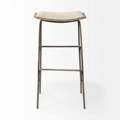 Katniss Cream/Gold Fabric Seat Metal Frame Bar Stool - Ornate Home