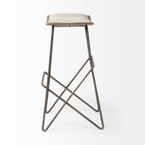 Katniss Cream/Gold Fabric Seat Metal Frame Bar Stool - Ornate Home