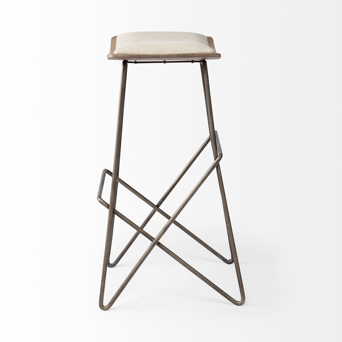 Katniss Cream/Gold Fabric Seat Metal Frame Bar Stool - Ornate Home
