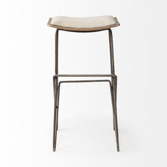 Katniss Cream/Gold Fabric Seat Metal Frame Bar Stool - Ornate Home
