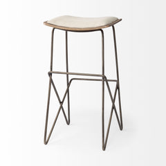 Katniss Cream/Gold Fabric Seat Metal Frame Bar Stool - Ornate Home