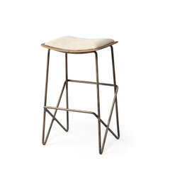 Katniss Cream/Gold Fabric Seat Metal Frame Counter Stool