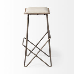 Katniss Cream/Gold Fabric Seat Metal Frame Counter Stool