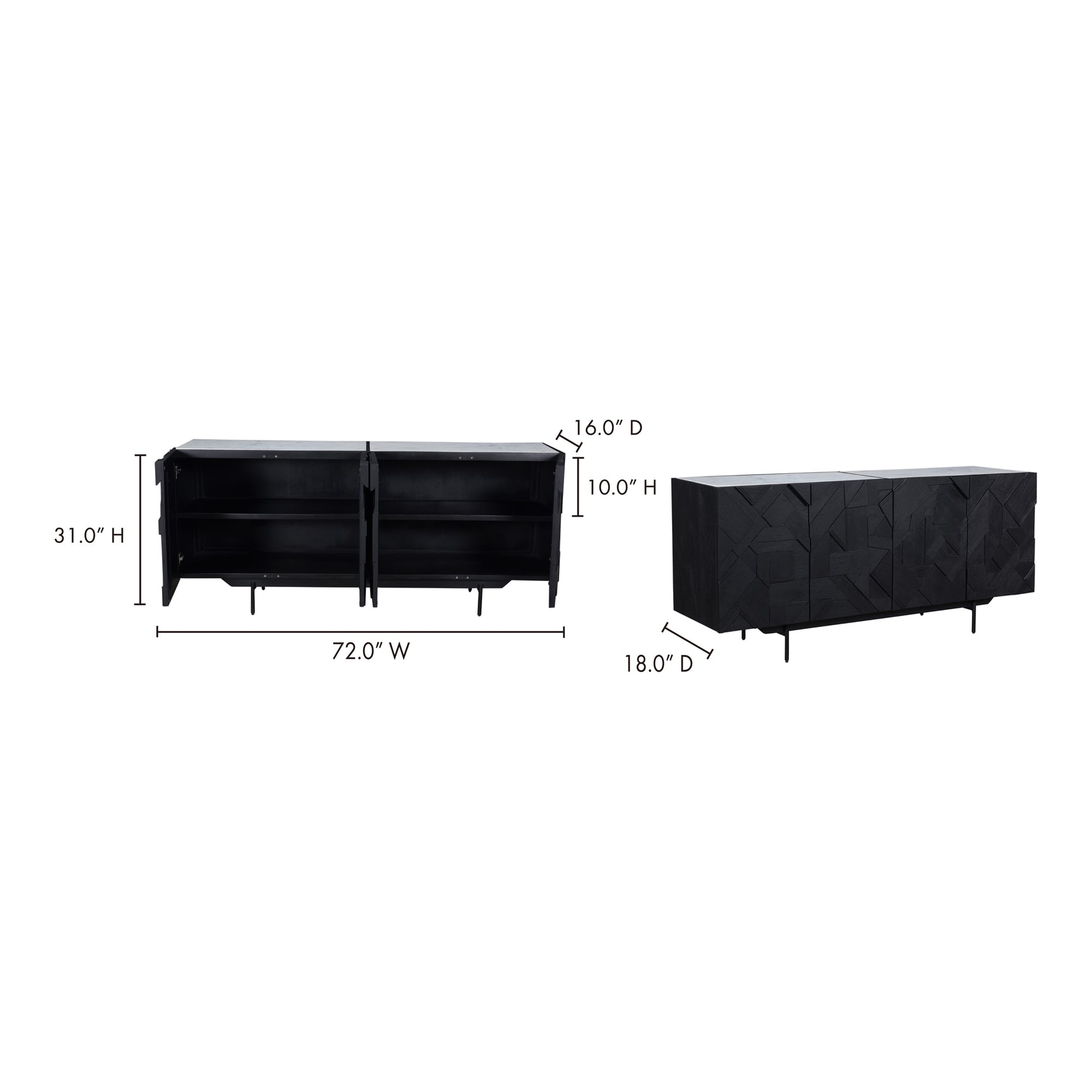Kattan Black Sideboard - Ornate Home