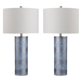 Katz Blue/Oatmeal Cylinder Table Lamp (Set of 2) - Ornate Home