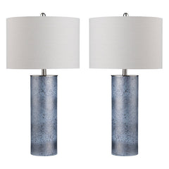 Katz Blue/Oatmeal Cylinder Table Lamp (Set of 2) - Ornate Home