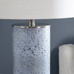 Katz Blue/Oatmeal Cylinder Table Lamp (Set of 2) - Ornate Home