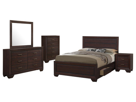 Kauffman Dark Cocoa Queen Bedroom Set with Storage Bed - Ornate Home
