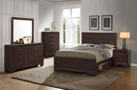Kauffman Dark Cocoa Queen Bedroom Set with Storage Bed - Ornate Home