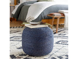 Kaumakani Jute Pouf in Dark Blue - Ornate Home