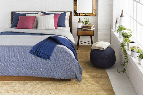 Kaumakani Jute Pouf in Dark Blue - Ornate Home