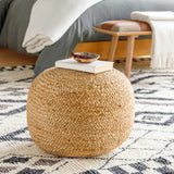 Kaumakani Knitted Jute Round Pouf - Ornate Home
