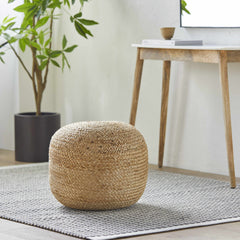 Kaumakani Knitted Jute Round Pouf - Ornate Home