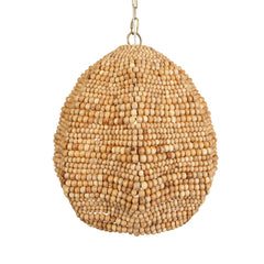 Kauri Brass/Woodtone 1 Light Wooden Bead Pendant - Ornate Home