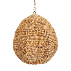 Kauri Brass/Woodtone 1 Light Wooden Bead Pendant - Ornate Home