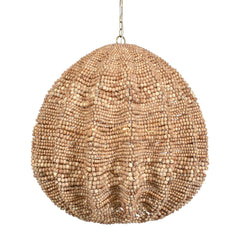 Kauri Brass/Woodtone 5 Light Wooden Bead Pendant - Ornate Home