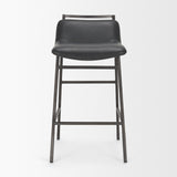Kavalan Chocolate/Gunmetal Leather Seat Frame Counter Stool - Ornate Home