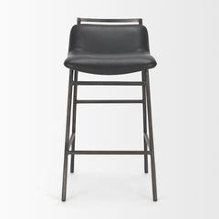 Kavalan Chocolate/Gunmetal Leather Seat Frame Counter Stool - Ornate Home