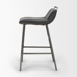 Kavalan Chocolate/Gunmetal Leather Seat Frame Counter Stool - Ornate Home