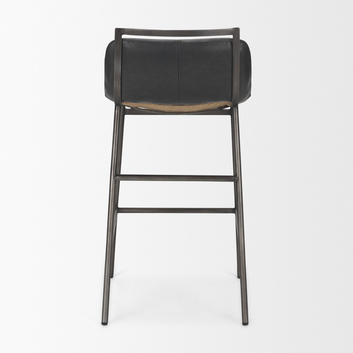 Kavalan Chocolate/Gunmetal Leather Seat Frame Counter Stool - Ornate Home