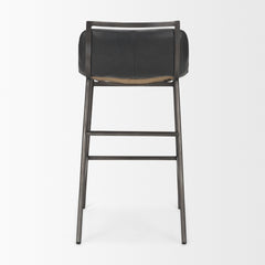 Kavalan Chocolate/Gunmetal Leather Seat Frame Counter Stool - Ornate Home