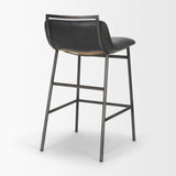 Kavalan Chocolate/Gunmetal Leather Seat Frame Counter Stool - Ornate Home