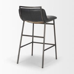 Kavalan Chocolate/Gunmetal Leather Seat Frame Counter Stool - Ornate Home