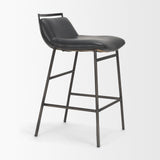 Kavalan Chocolate/Gunmetal Leather Seat Frame Counter Stool - Ornate Home