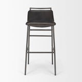 Kavalan Ebony/Black Leather Seat Metal Frame Bar Stool - Ornate Home
