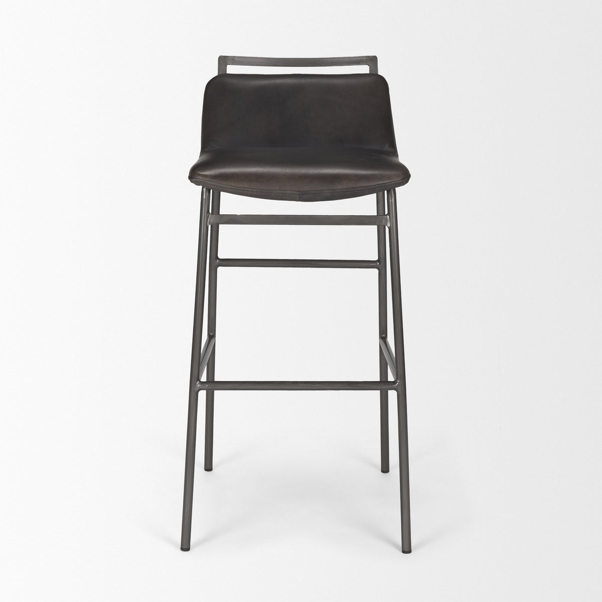 Kavalan Ebony/Black Leather Seat Metal Frame Bar Stool - Ornate Home