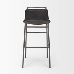 Kavalan Ebony/Black Leather Seat Metal Frame Bar Stool - Ornate Home