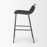 Kavalan Ebony/Black Leather Seat Metal Frame Bar Stool - Ornate Home