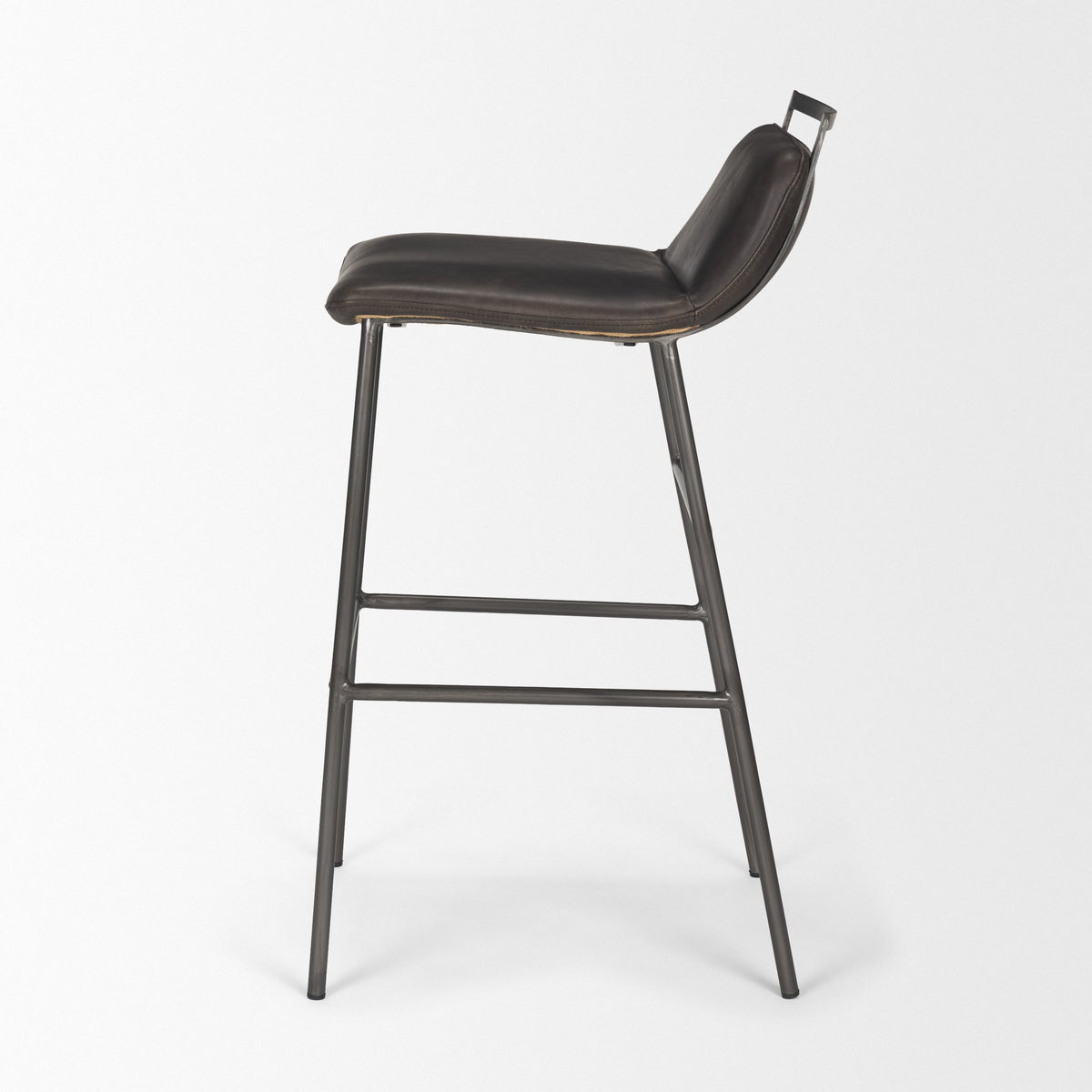 Kavalan Ebony/Black Leather Seat Metal Frame Bar Stool - Ornate Home