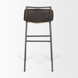 Kavalan Ebony/Black Leather Seat Metal Frame Bar Stool - Ornate Home