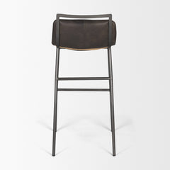 Kavalan Ebony/Black Leather Seat Metal Frame Bar Stool - Ornate Home