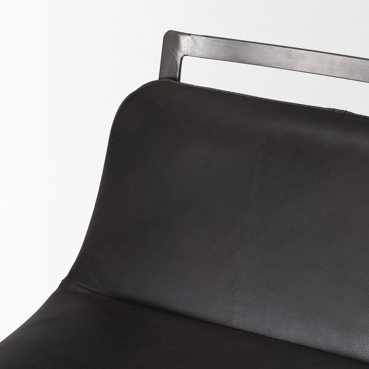 Kavalan Ebony/Black Leather Seat Metal Frame Bar Stool - Ornate Home