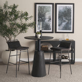 Kavalan Ebony/Black Leather Seat Metal Frame Bar Stool - Ornate Home