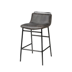 Kavalan Ebony/Black Leather Seat Metal Frame Counter Stool - Ornate Home