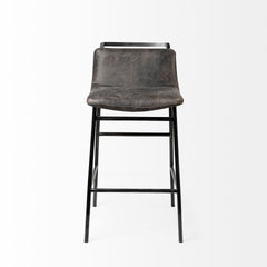 Kavalan Ebony/Black Leather Seat Metal Frame Counter Stool - Ornate Home