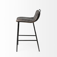 Kavalan Ebony/Black Leather Seat Metal Frame Counter Stool - Ornate Home