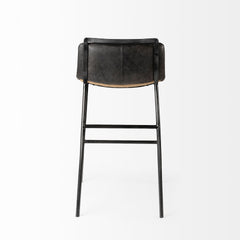 Kavalan Ebony/Black Leather Seat Metal Frame Counter Stool - Ornate Home