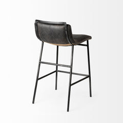 Kavalan Ebony/Black Leather Seat Metal Frame Counter Stool - Ornate Home