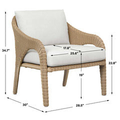 Kavali Woodtone Outdoor Wicker Lounge Chair - Ornate Home